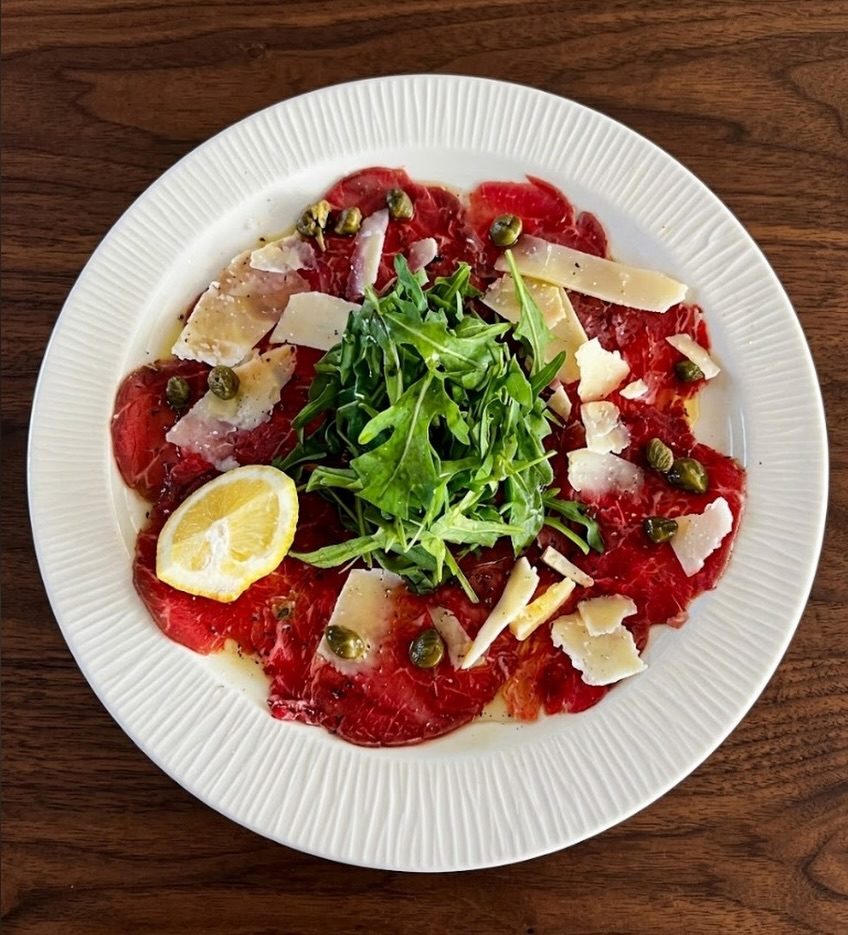 Beef carpaccio with rocket, capers and parmesan