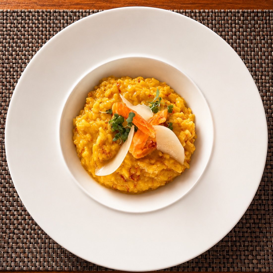 Saffron risotto with prawns
